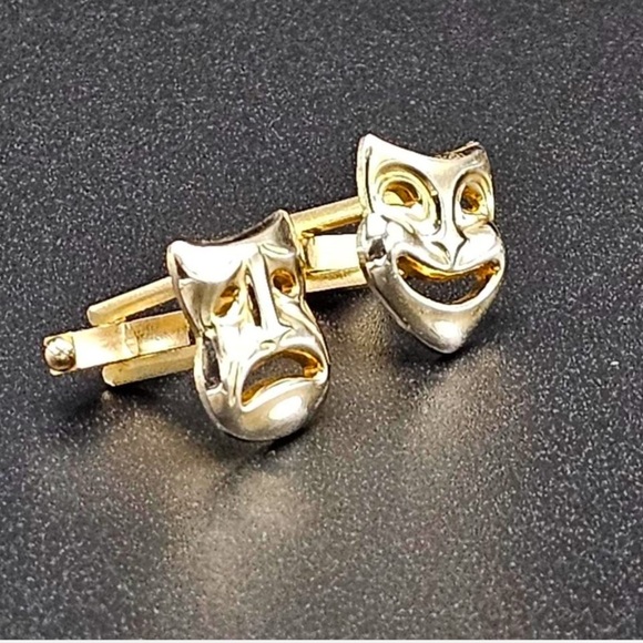 Vintage theatrical masks cufflinks - Picture 1 of 3